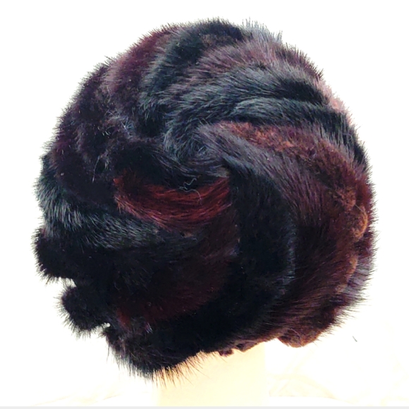 Mod Vintage 1960's Swirled Mink Beret Hat Chapeaux - Picture 2 of 8